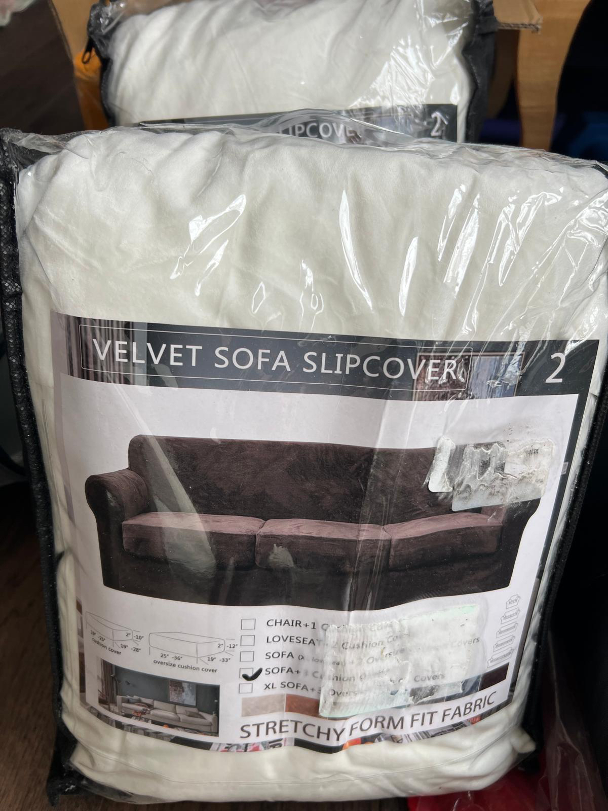 Velvet Sofa Slipcover + 3 Cushion Cover