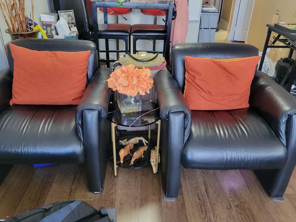 2 Black Leather Chairs (real leather)