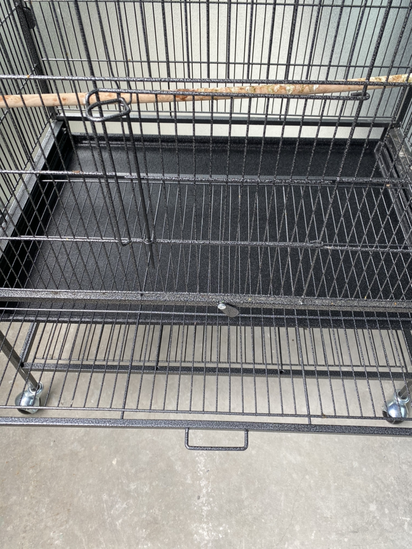 Bird cage - dark metal large on wheels great shape image indicator(7)