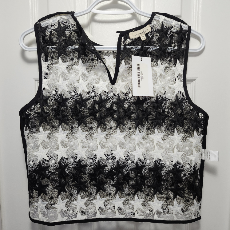 NEW *Current Air* Black & White Star Patterned Lace TOP. #S image indicator(10)