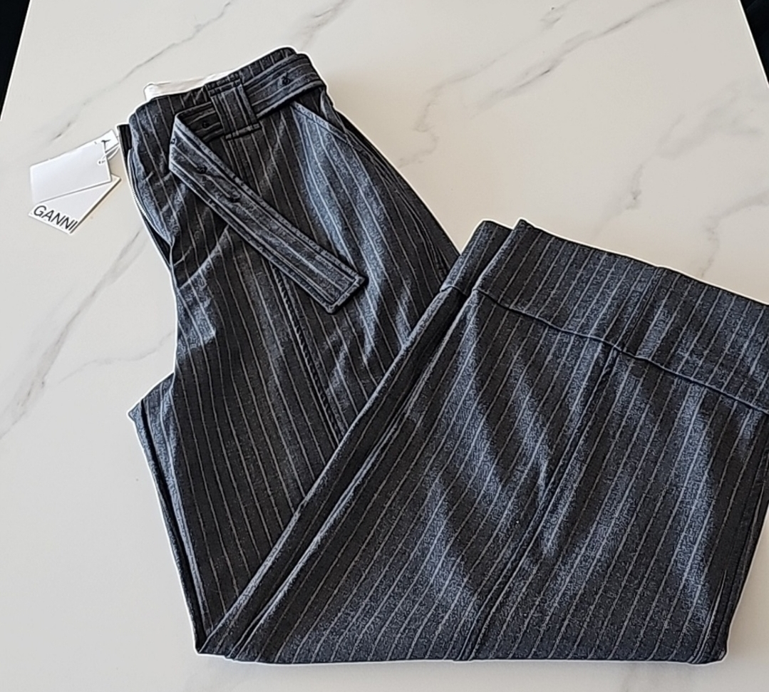 GANNI Stretch Stripe High Waist Wide Leg Pants image indicator(6)