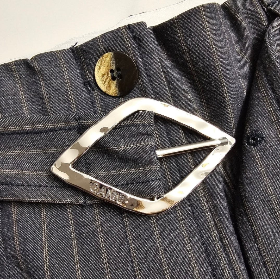 GANNI Stretch Stripe High Waist Wide Leg Pants image indicator(9)