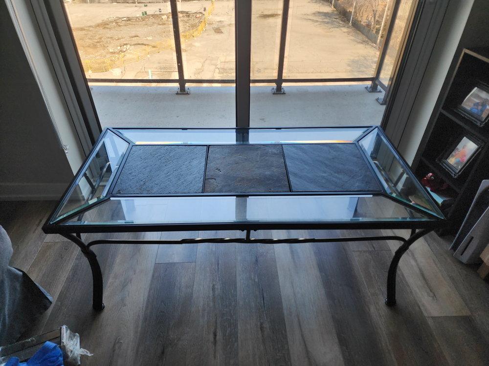 Glass and stone coffee table