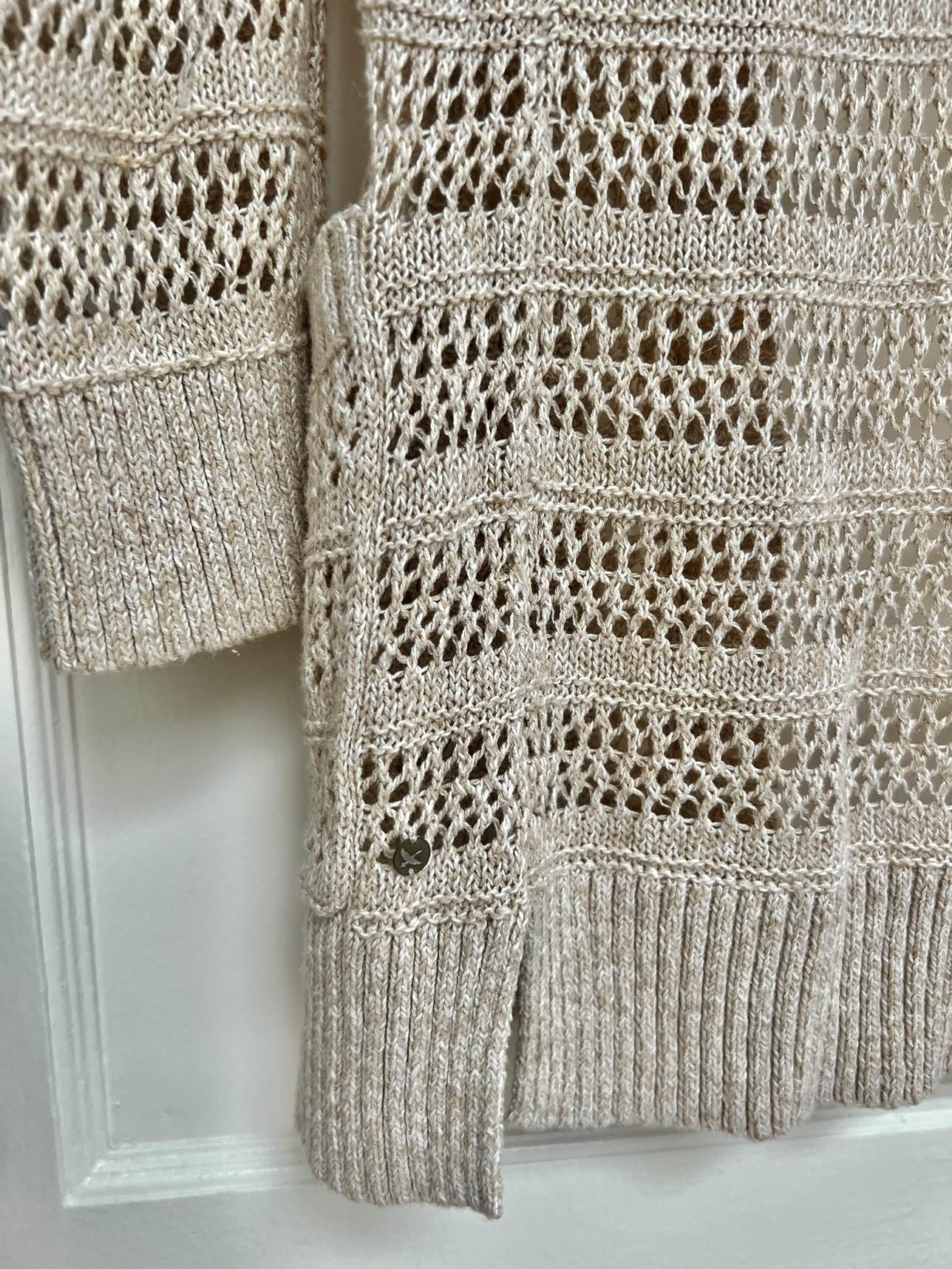 Boho long sleeved linen and cotton knitted cardigan with hood - photo 5