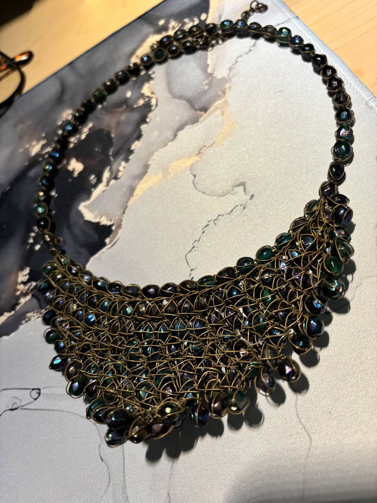 Necklace (choker- peacock color shades) image indicator(4)