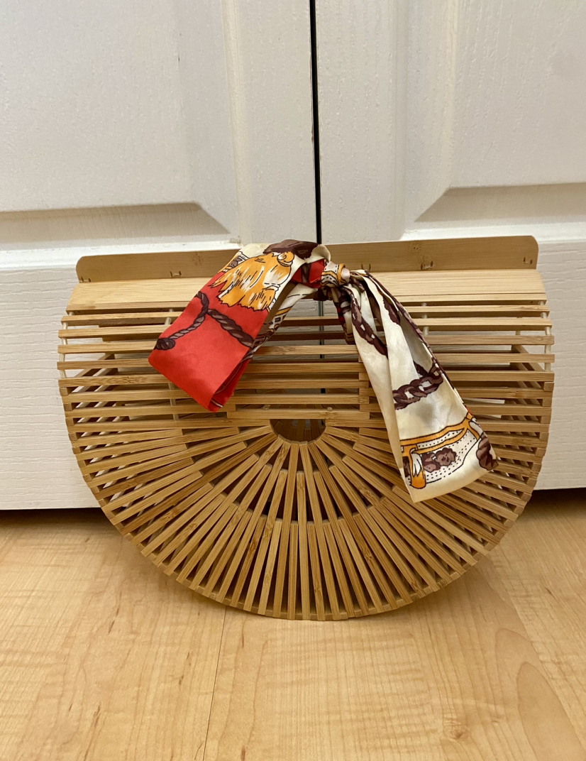 Bamboo tote bag with a scarf