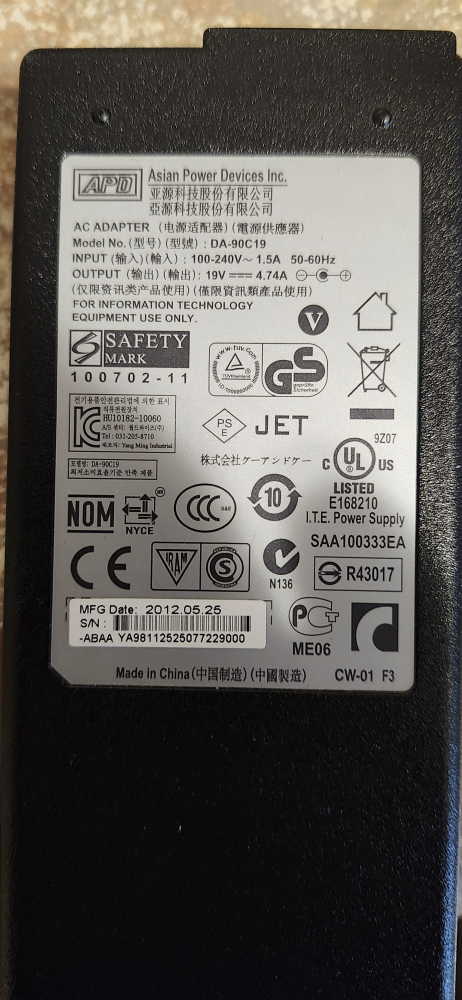 Power supply,  19v , 4.74 amps - photo 2