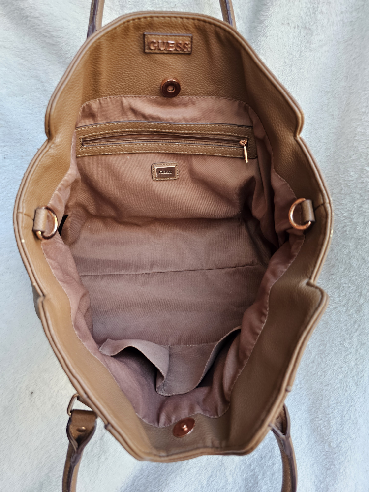 GUESS Metal Studded Large Brown Shoulder Tote image indicator(3)