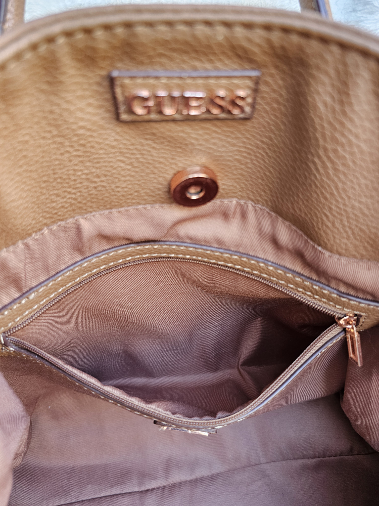 GUESS Metal Studded Large Brown Shoulder Tote image indicator(4)