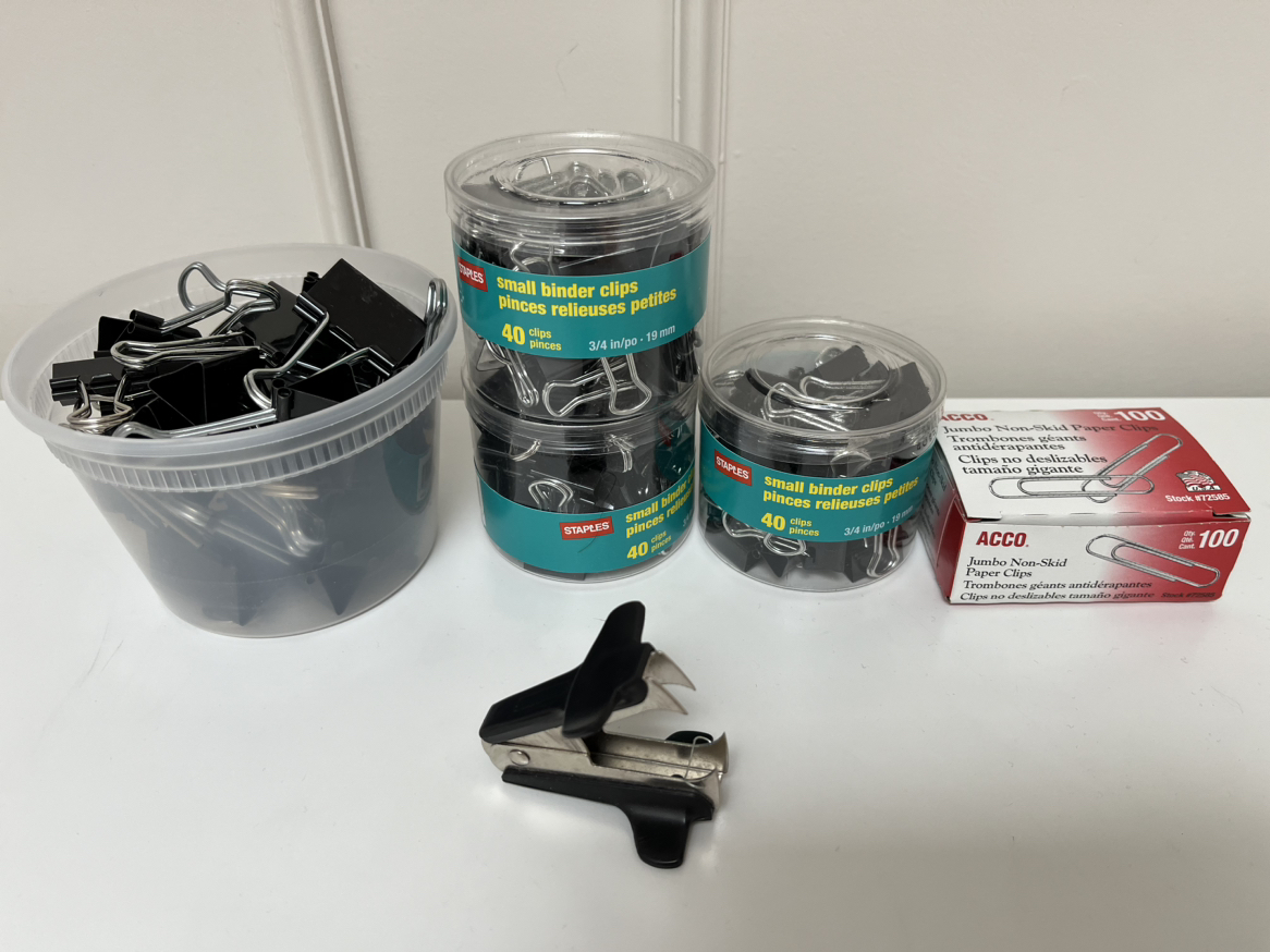 Stationary lot - paper clips fold back clips staple remover thumbnail
