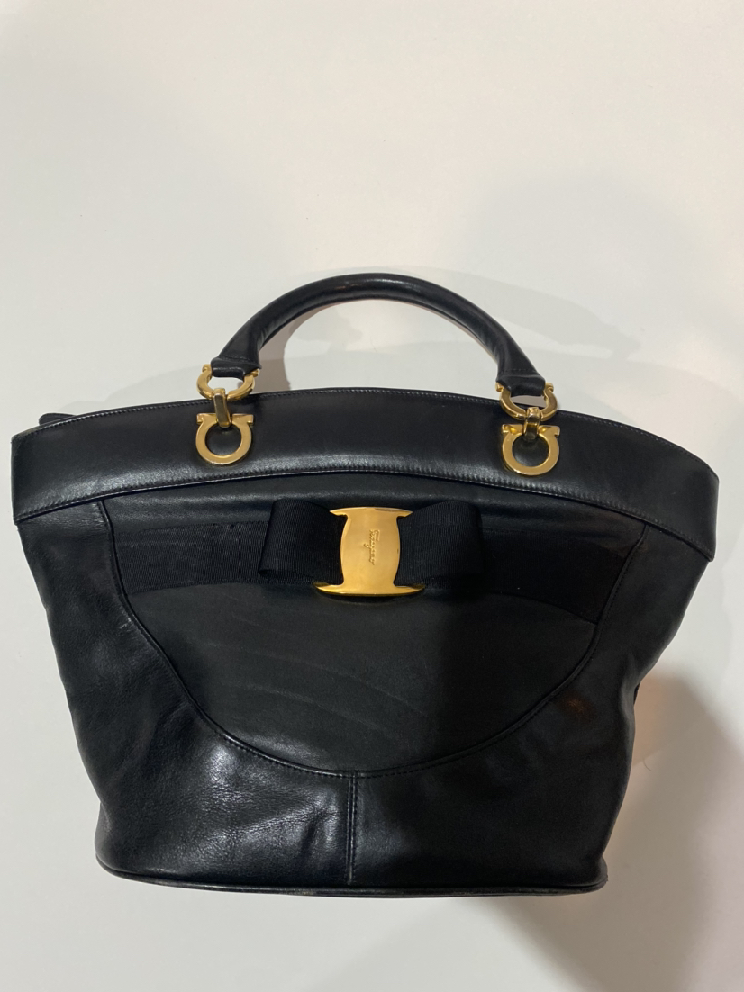 Salvatore Ferragamo black top handle purse