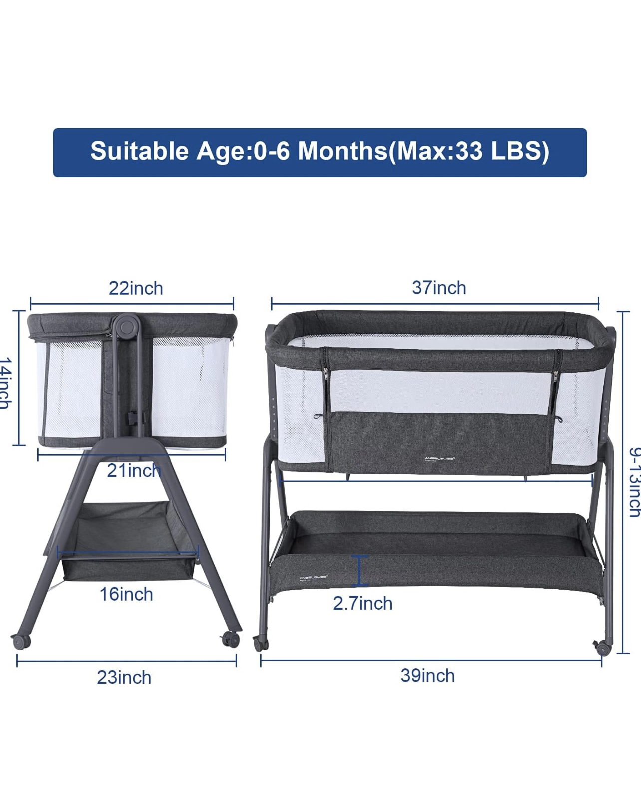 (LIKE NEW)Bedside Baby Bassinet with wheels and storage - photo 3