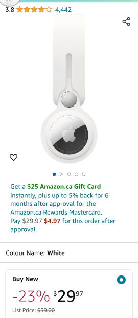 Apple AirTag Loop - White, (Air tag Included)🥕