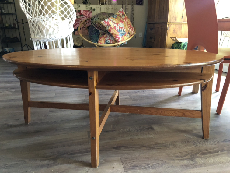 EXCELLENT WOODEN OVAL COFFEE TABLE IKEA - photo 3