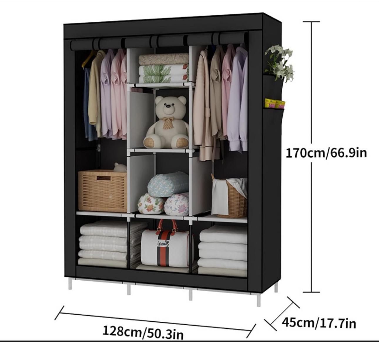 Portable Wardrobe Closet Clothes Organizer with 6 Storage Shelve - photo 5