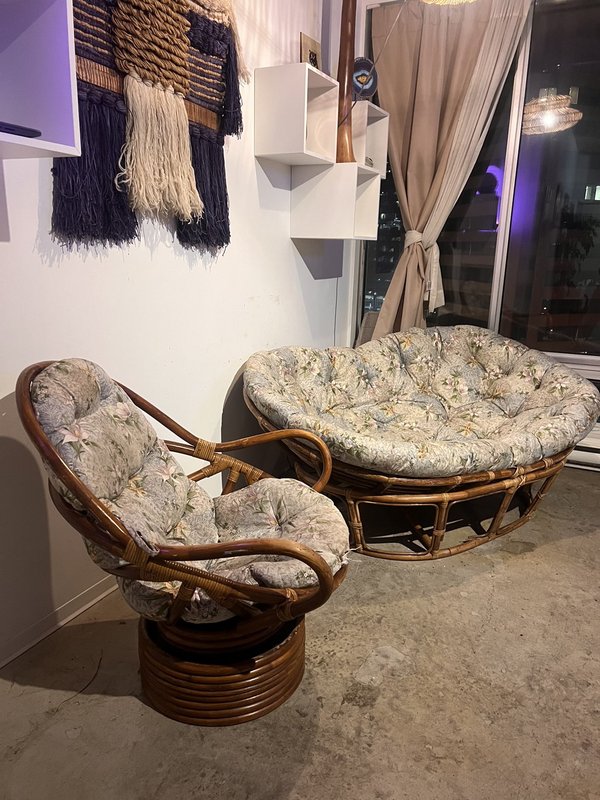 Vintage Papasan couch and chair thumbnail