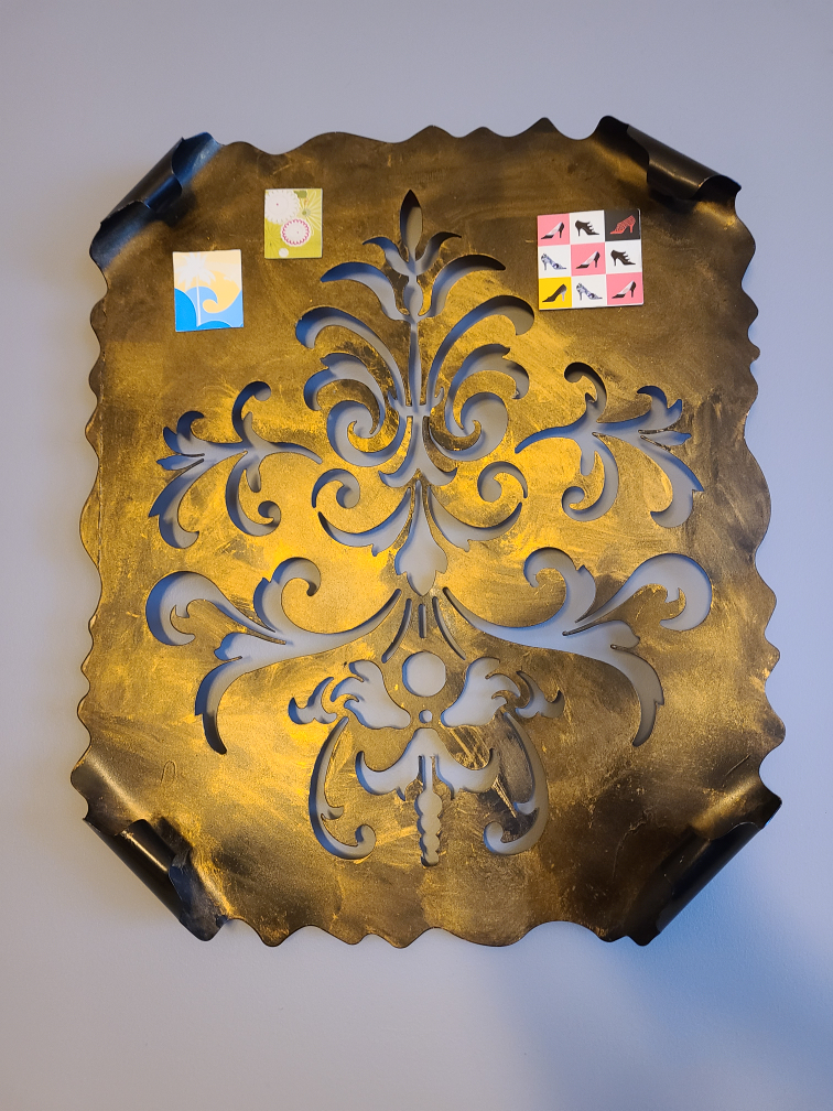 Vintage Solid Metal Magnet Board Art Piece with 3 Free Magnets thumbnail