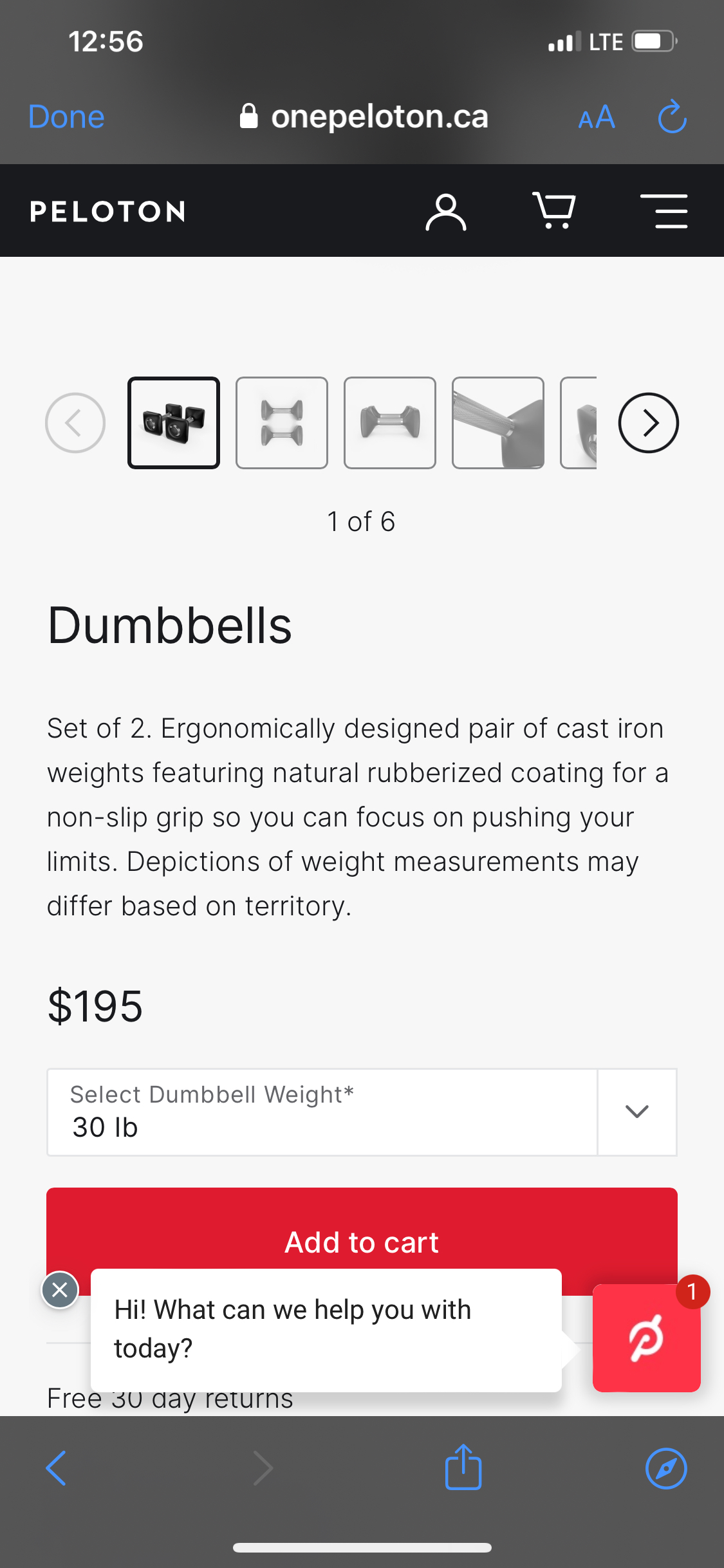 PELOTON DUMBBELLS 30lb ea. image indicator(4)