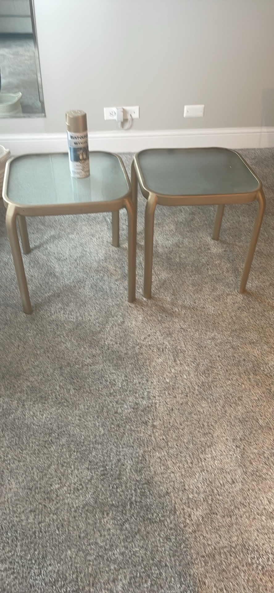 Indoor/outdoor small metal glass tables