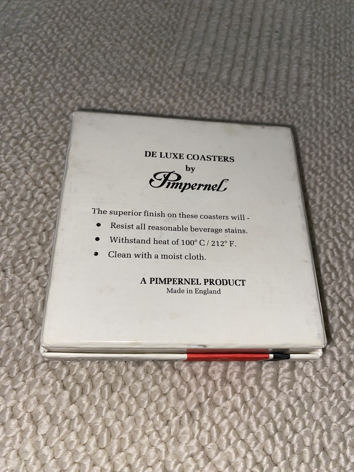 Boxed 6 Vintage Acrylic Pimpernel Coasters English Hunting Red image indicator(7)