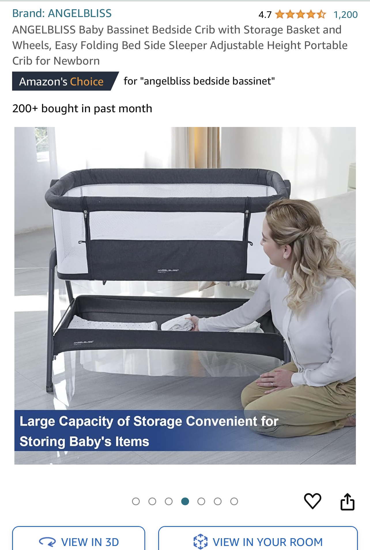 (LIKE NEW)Bedside Baby Bassinet with wheels and storage - photo 5
