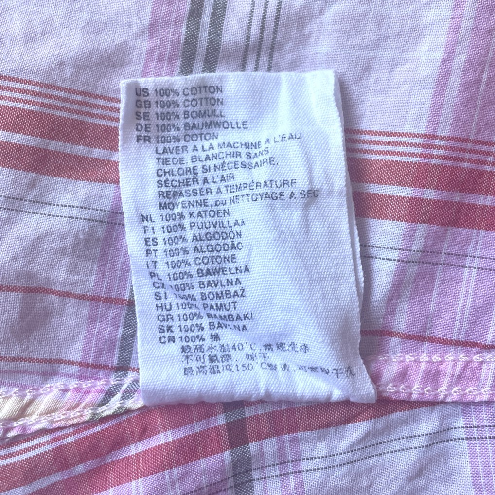 H&M Pink Plaid Short Sleeve shirt Sz 10 image indicator(5)