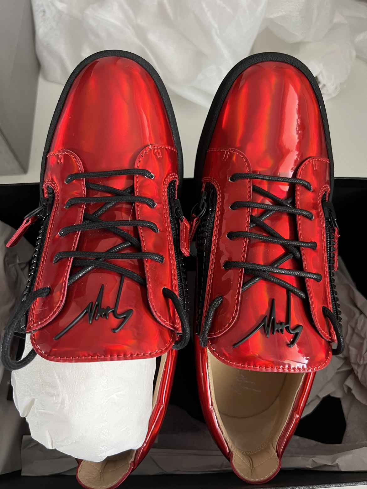 Luxury Giuseppe Zanotti red leather sneakers Eu 42/ US M 9 thumbnail