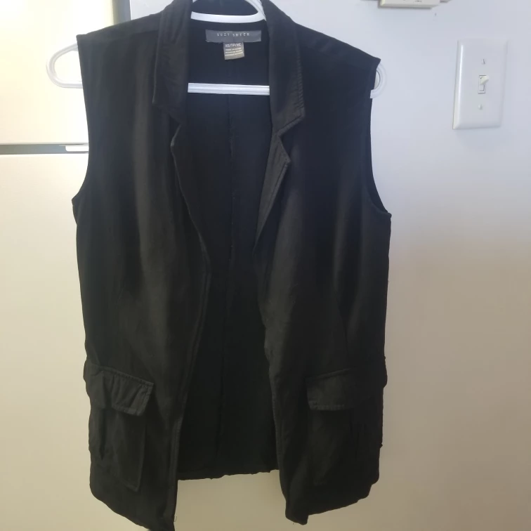 Womens Sleeveless Open Front Cardigan Blazer Top , XS image indicator(6)