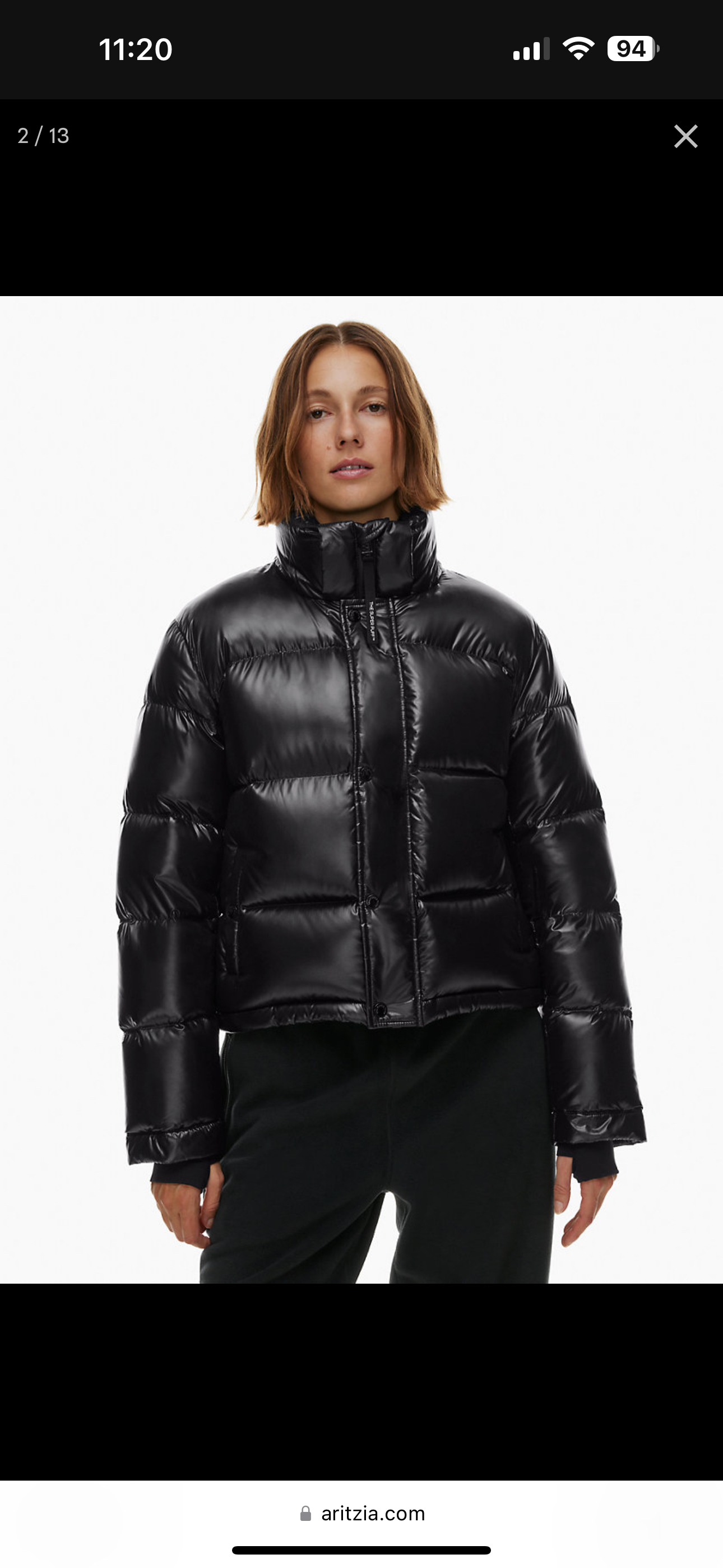 Aritzia Super Puff Shorty Black thumbnail