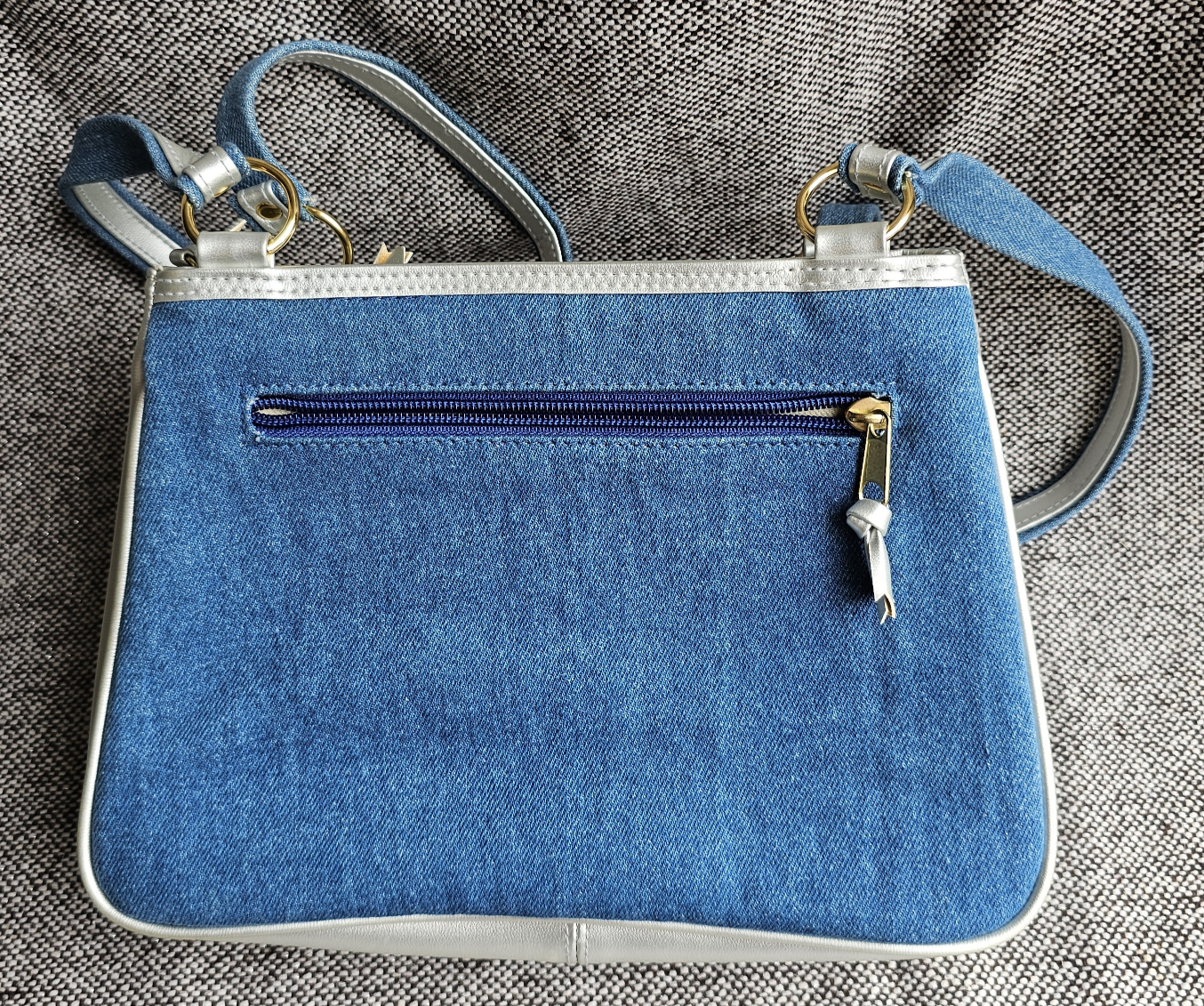 Jean and Silver Shoulder purse with Woven Front image indicator(2)