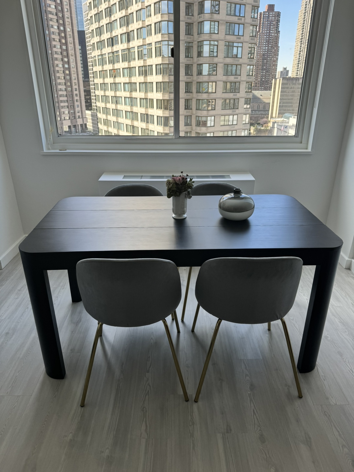 Black solid pine wood table never used