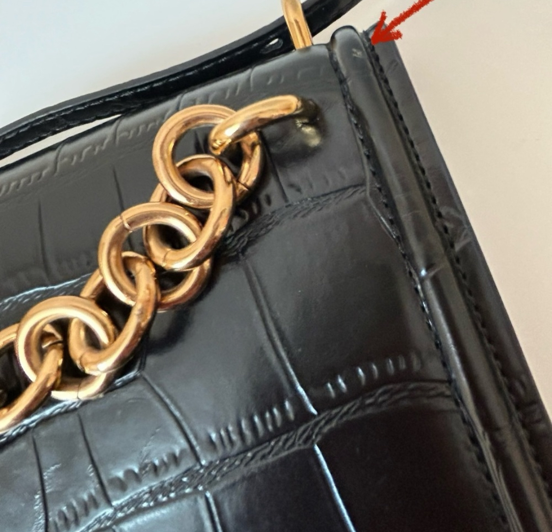 Zara Black Croc Crossbody Bag with Gold Chain image indicator(5)