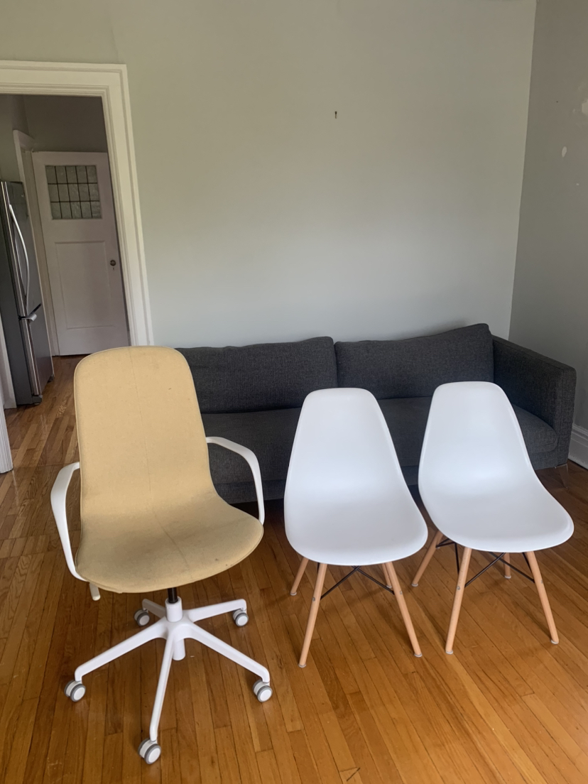 Moving - 2 Structube dinning chairs, IKEA desk chair