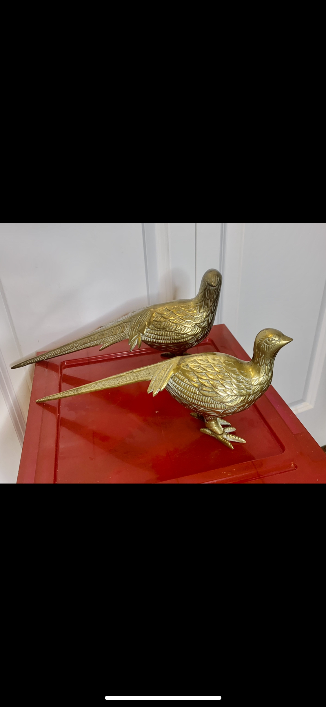 RARE VINTAGE MID CENTURY BRASS PHEASANT SET OF TWO image indicator(5)