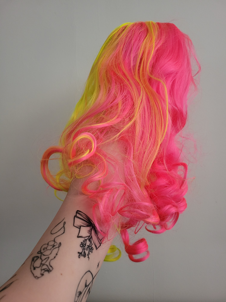 NEW synthetic split colour neon wig image indicator(8)