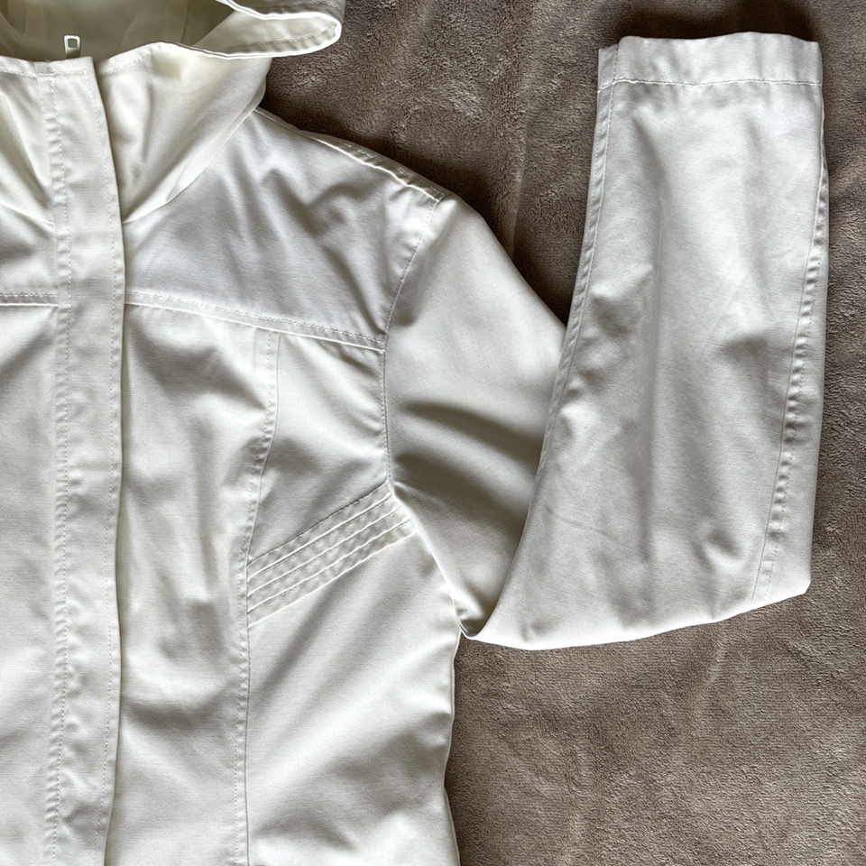 H&M Ivory Hooded Zipper Trench Coat M image indicator(2)