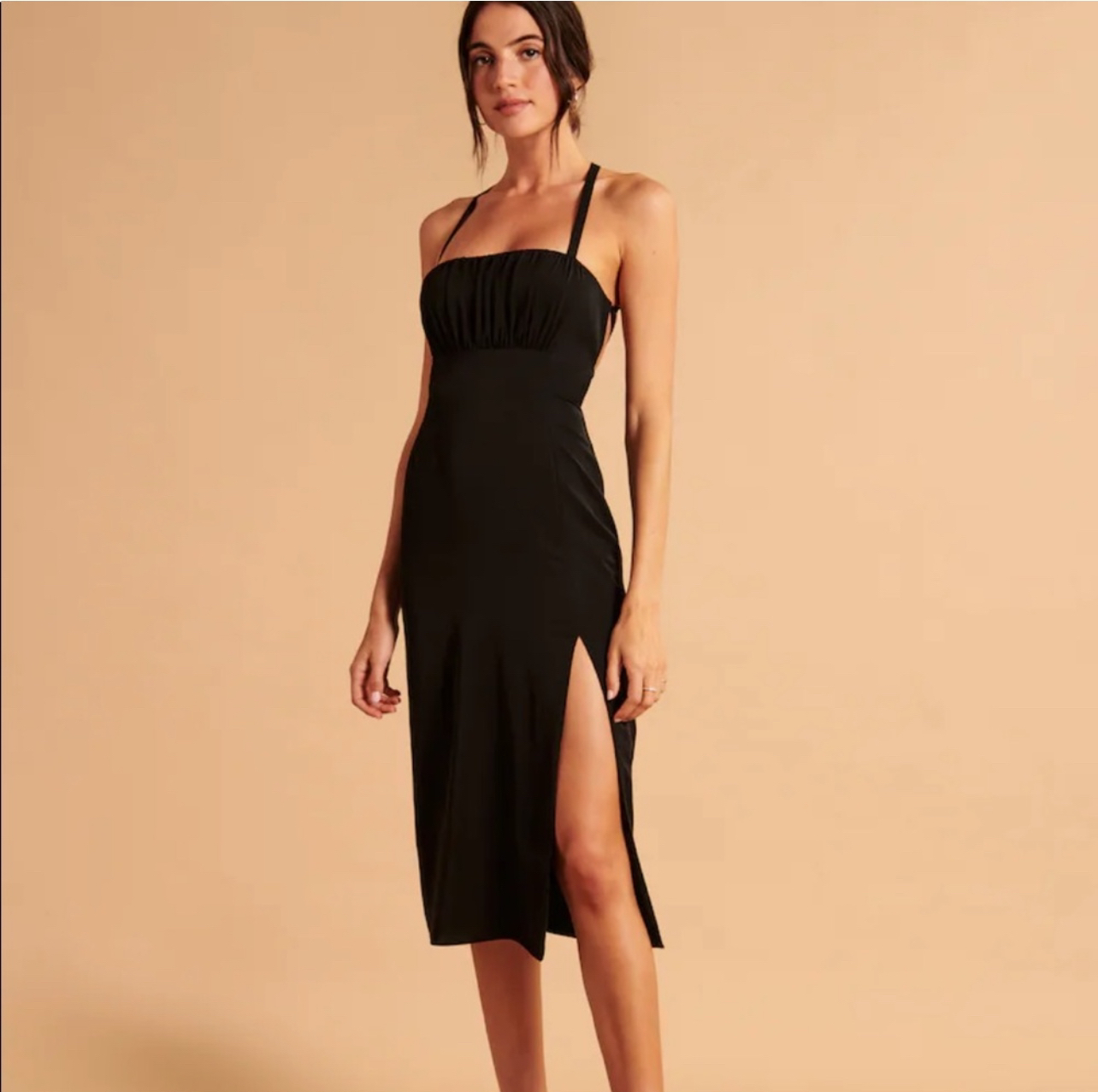 Abercrombie Ruched Lace-Up Back Midi Dress (BNWT) image indicator(2)