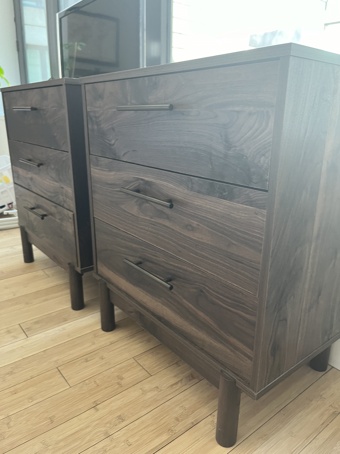 Three Drawer Chest, Dark Brown Dressers, Set of Bed Side Tables - photo 3