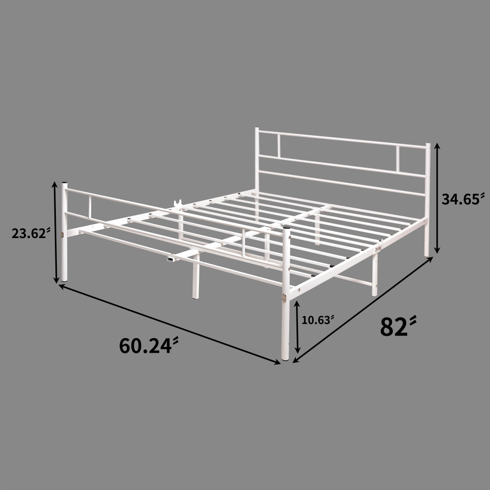 Queen-size Metal Platform Bed Frame in white powder-paint finish - photo 4