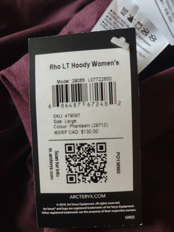 ARC'TERYX women Rho LT Hoody Women's L size image indicator(2)