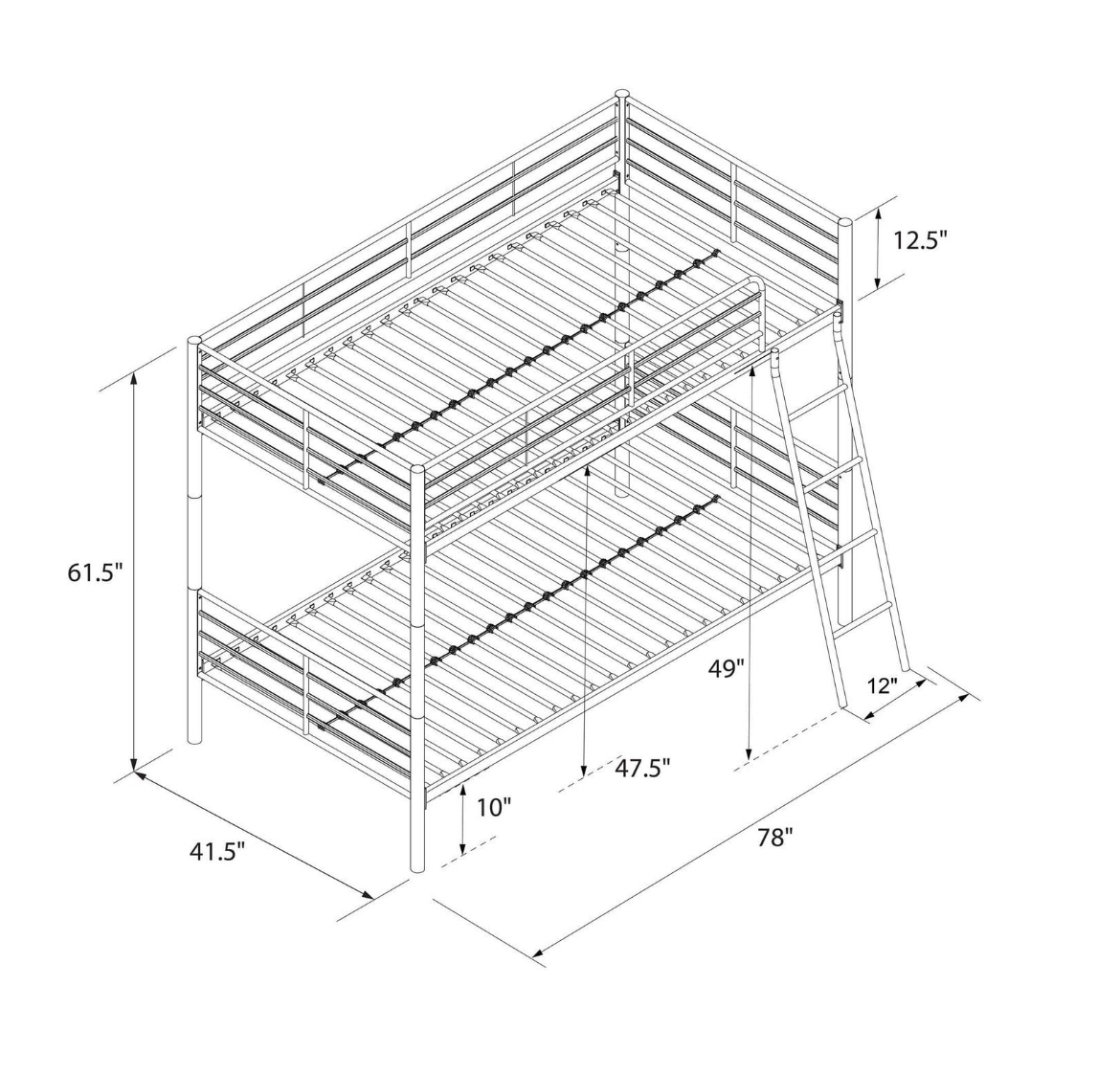 Selling Mainstays Twin over Twin Convertible Bunk Bed in Silver image indicator(5)