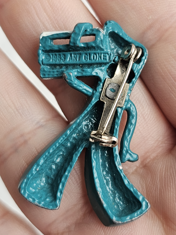 Gumby - Rare Vintage 1983 Signed ART CLOKEY Metal Brooch Pin image indicator(2)
