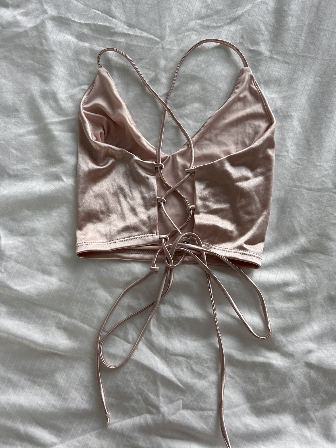Pink Satin Tie Up / Backless Top (Small)