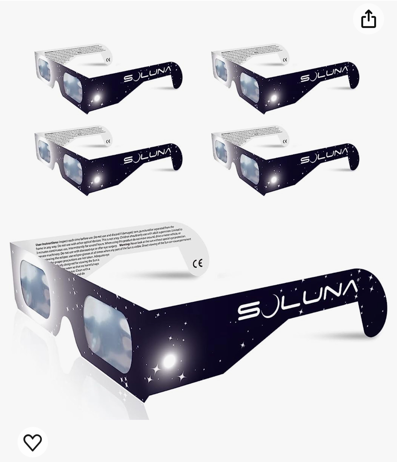 Soluna Solar Eclipse Glasses - for Direct Sun Viewing (2 Pack)