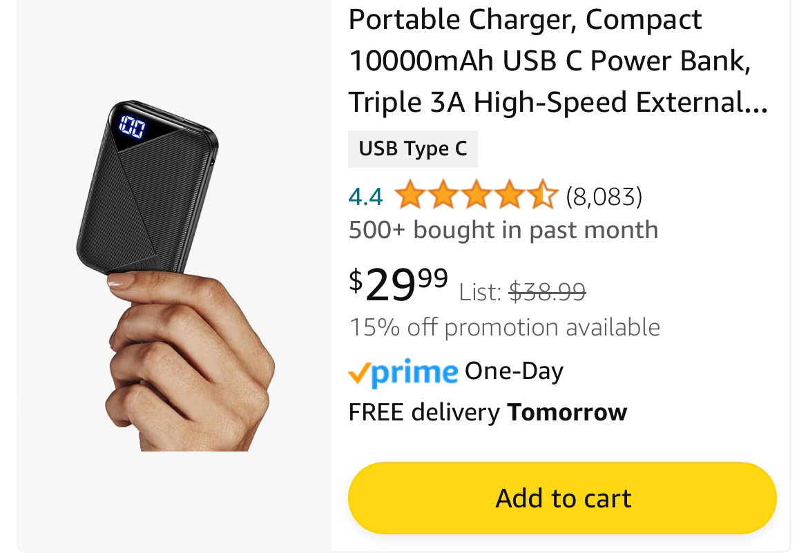 10,000 mAh USB C power bank image indicator(4)