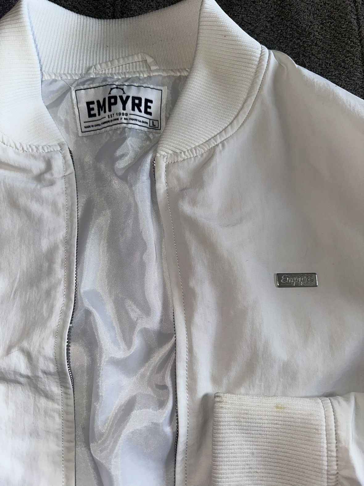 Empyre White Light Bomber Jacket: Size Large - photo 2
