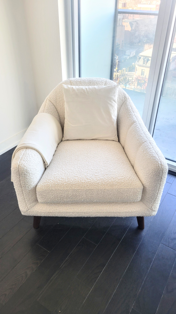 NEW $1,800 2pc White Upholstered Armchair Set image indicator(5)