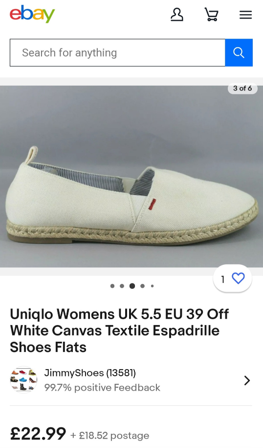 Slip On UNIQLO Espadrille Shoes. #size6.5  BRAND NEW image indicator(4)