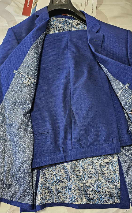 2 piece Royal blue wedding tuxedo with Bowtie image indicator(4)