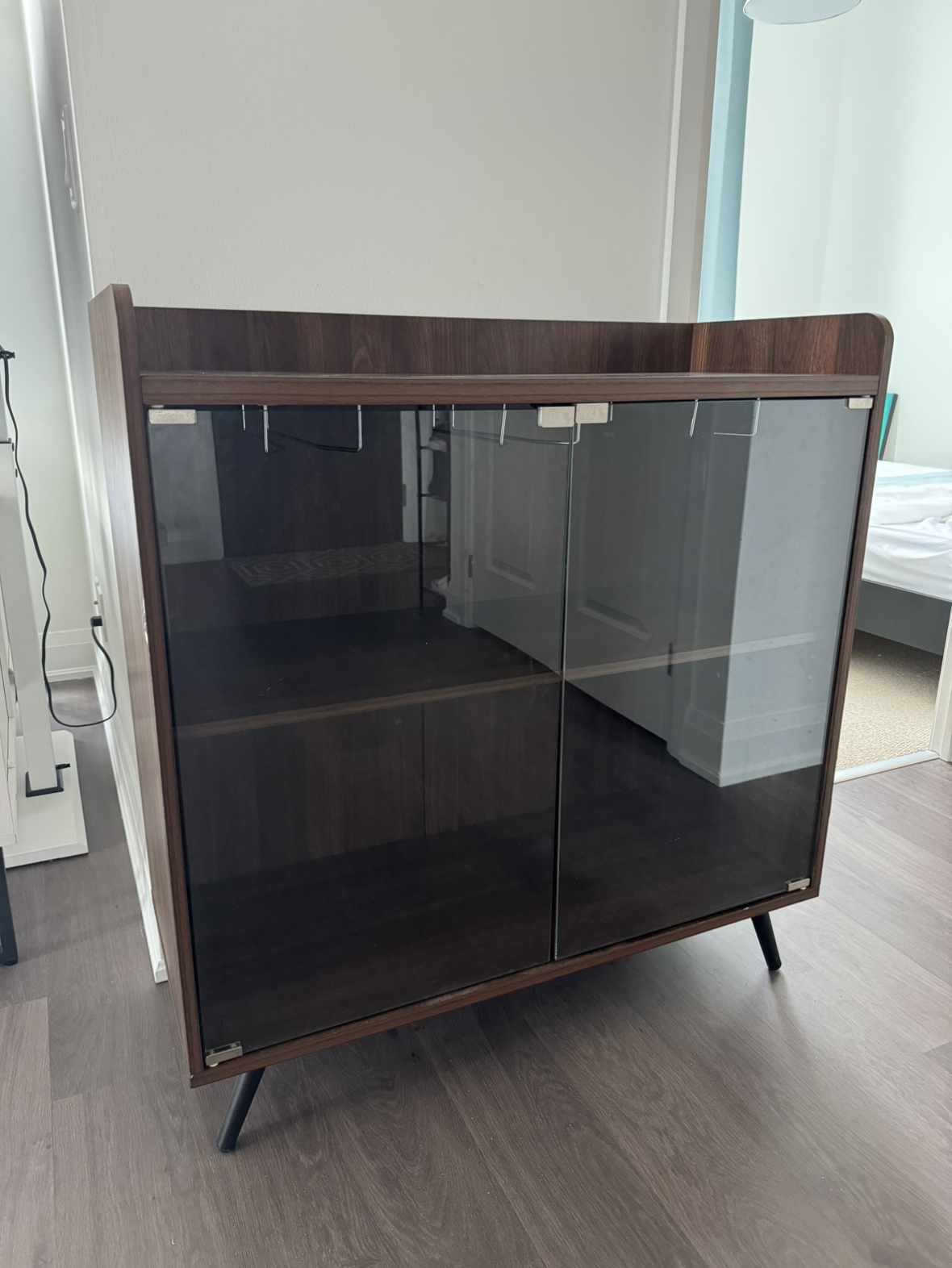 Bar Console - Mid Century Walnut Brown Cabinet